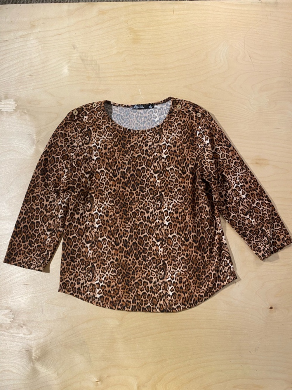 Cure Leopard Print Scoop Neck Top - Brown Black Cream Medium (QY)